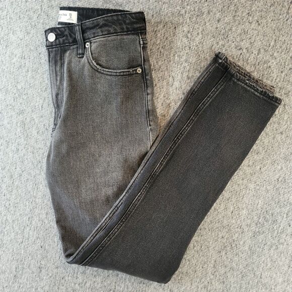 Abercrombie & Fitch Denim - Abercrombie Curve Love High Rise Skinny Jeans Two-Tone Colorblock Black Grey 25L